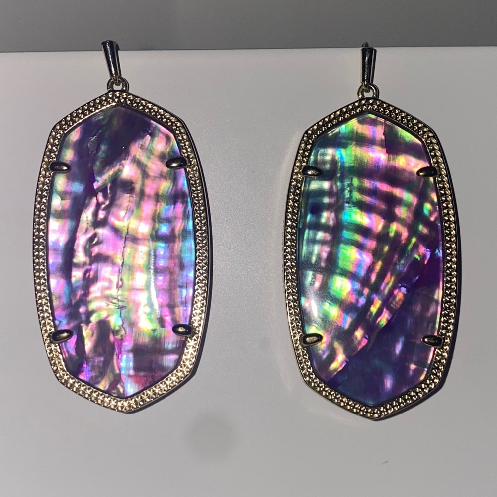 Kendra Scott Danielle Drop Earrings in Gold and Lilac Abalone